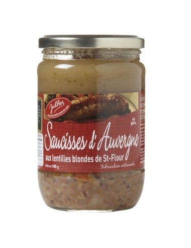 Saucisses d'Auvergne aux lentilles blondes de Saint Flour, Bocal 580gr