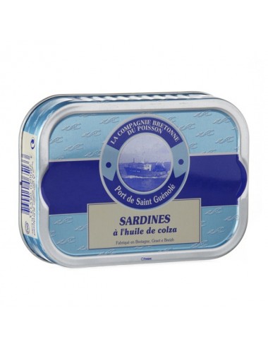 Sardines entières à l'huile de colza bio, 115gr*